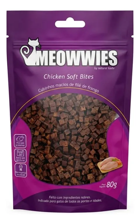 Petisco Para Gatos Meowwies Chicken Soft Bites 80g